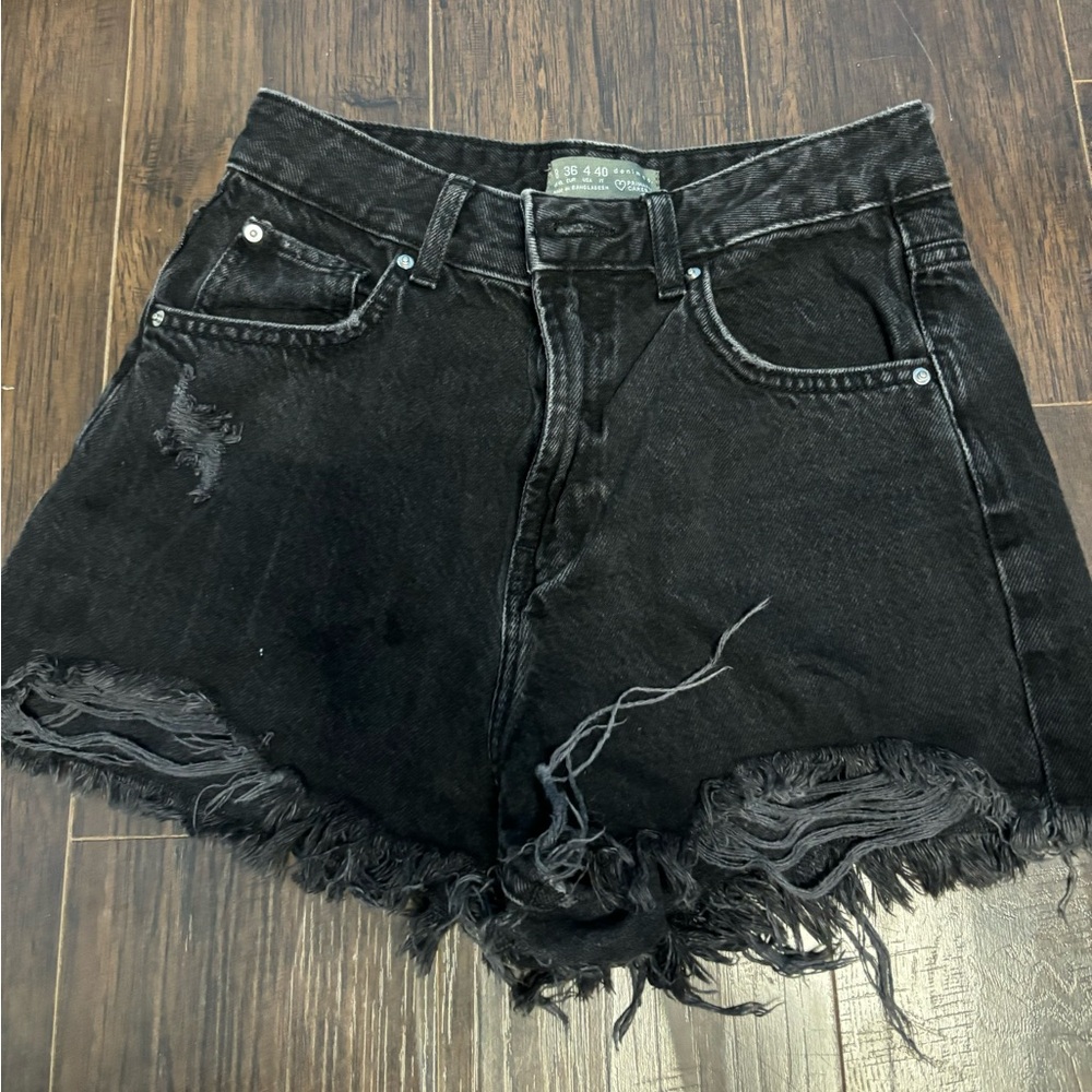 Primark Black Denim Shorts Ripped
